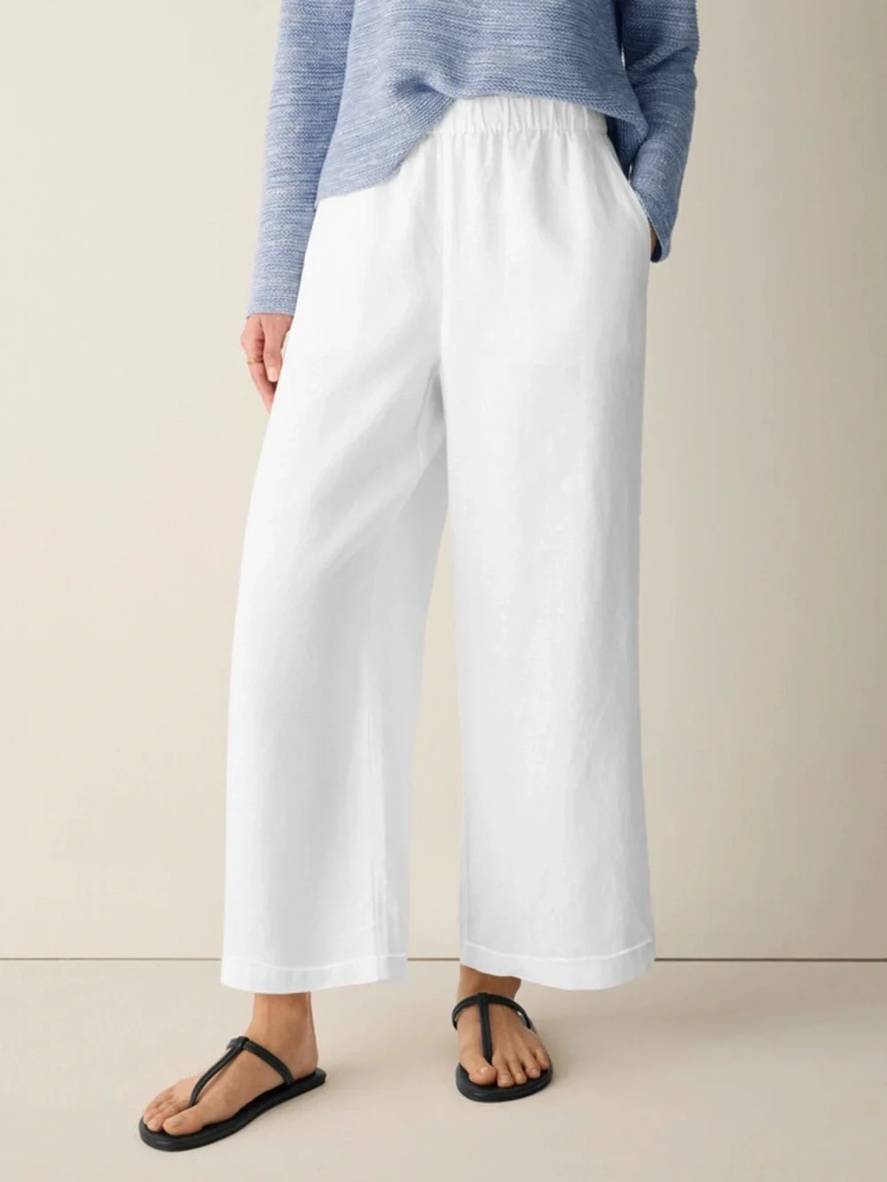 J. CREW SIZE XL~ CRISP WHITE 100% LINEN FULLY LINED PANTS BEACH SUMMER TROUSERS